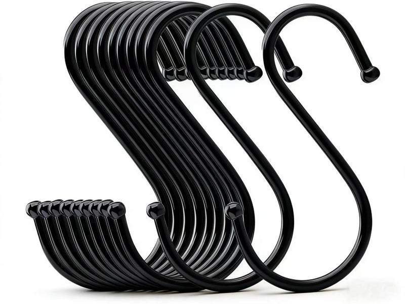 LOYMR 10 Pack 4.7 Inches Extra Large S Shape Hooks Heavy-Duty Metal Hanging Hooks Apply Kitchenware Bathroom Utensils Plants Towels Gardening Multiple uses Tools(Black) - Image 1